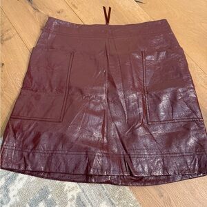 Anthropologie Burgundy Pleather Mini Skirt